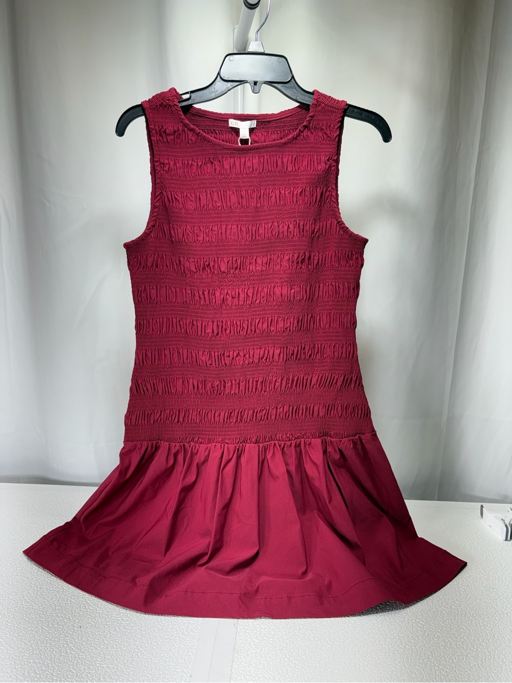 Gianni Bini Raspberry Smocked Sleeveless Drop-Waist Dress 4546